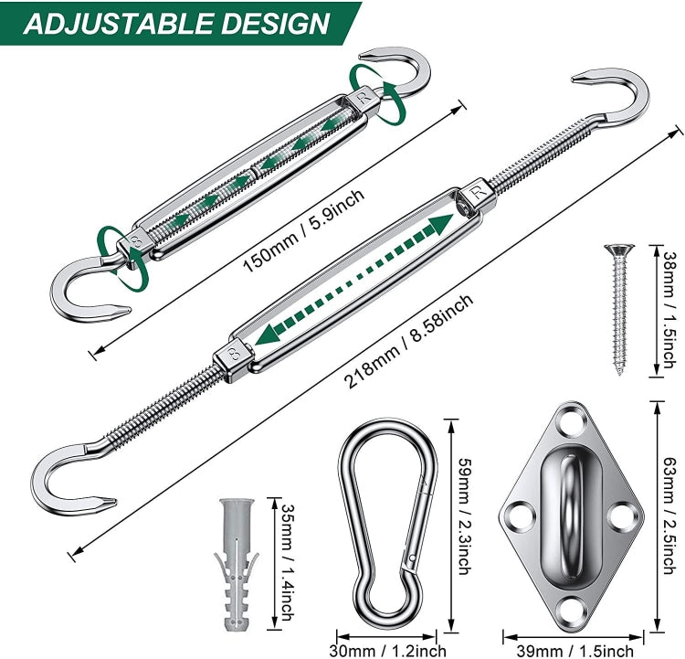 24 in 1 304 Stainless Steel Fixed Shade Sail Accessories Diamond Buckle Flower Basket Spring Buckle, Spec:-Reluova