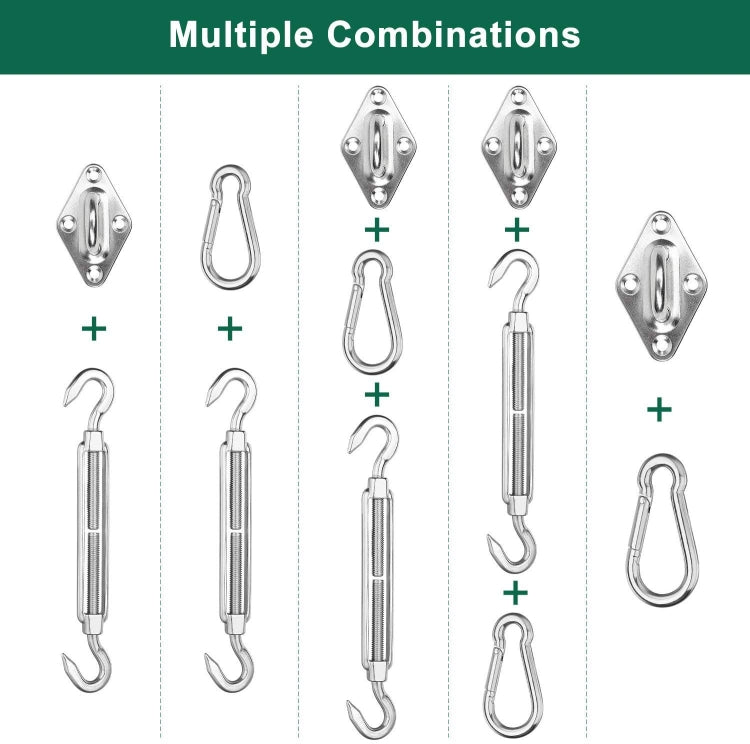 24 in 1 304 Stainless Steel Fixed Shade Sail Accessories Diamond Buckle Flower Basket Spring Buckle, Spec:-Reluova