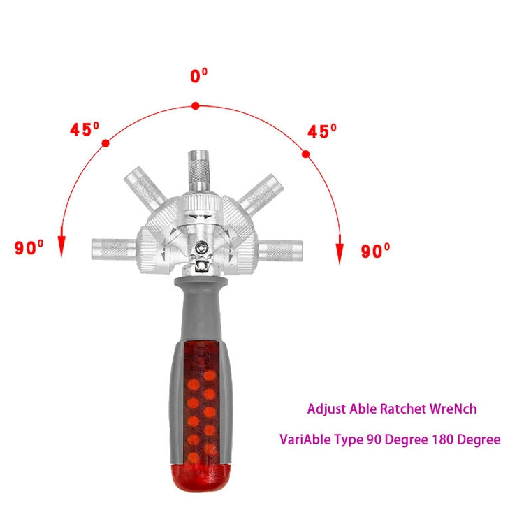 180 Degree 6.35mm Alloy Elbow Ratchet Screwdriver Set With 10 Screwdriver Bits