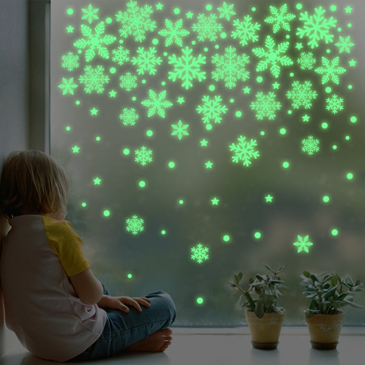 1set Christmas Luminous Fluorescent Snowflake Decoration Sticker,Style: