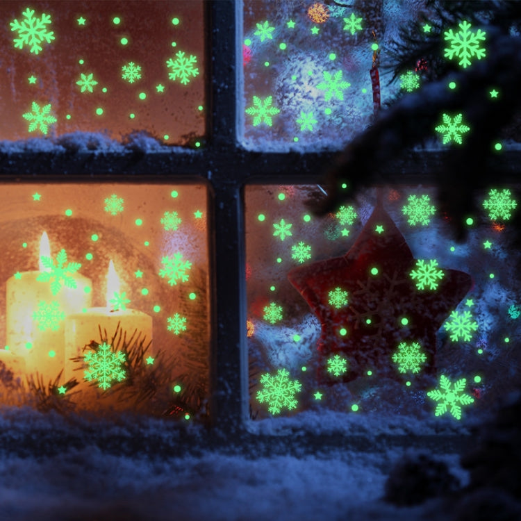 1set Christmas Luminous Fluorescent Snowflake Decoration Sticker,Style: