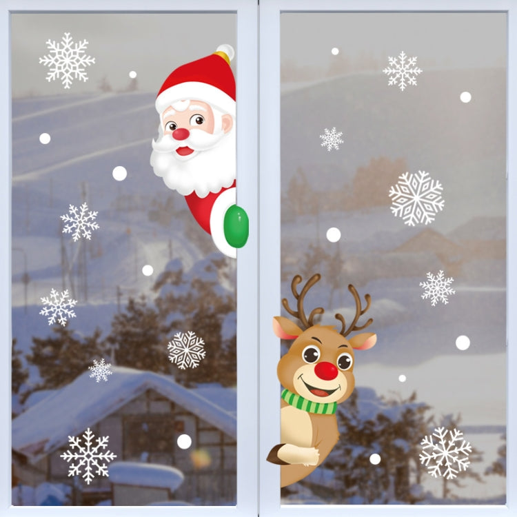 1set Christmas Window Grille Sticker Santa Claus Elk Glass Window Decoration