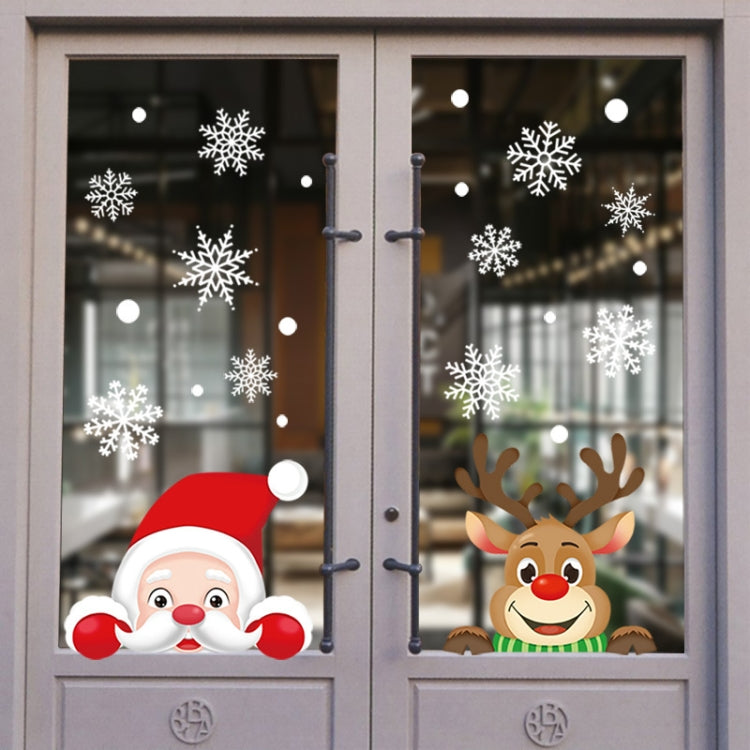 1set Christmas Window Grille Sticker Santa Claus Elk Glass Window Decoration