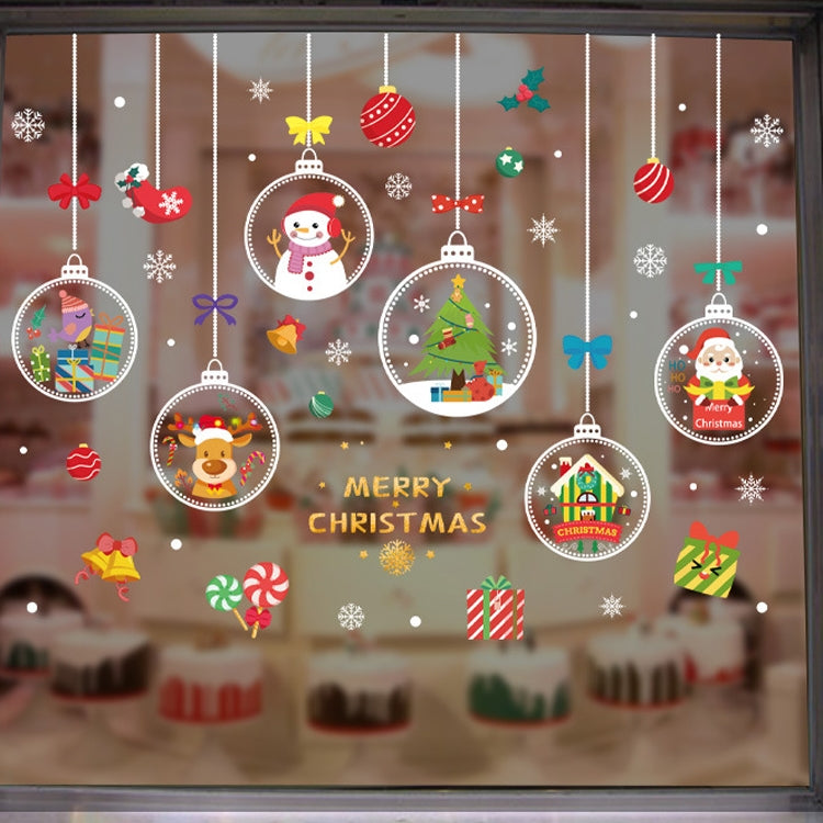 1set Christmas Window Grille Sticker Santa Claus Elk Glass Window Decoration