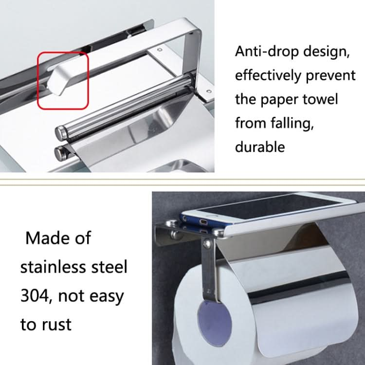 4103 Stainless Steel Roll Paper Holder Mobile Phone Paper Towel Rack Hotel Bathroom Rack, Color:-Reluova