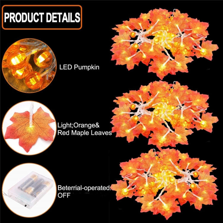 Maple Pumpkin Lantern String Lights Halloween Thanksgiving Garden Party Room Decoration Lights