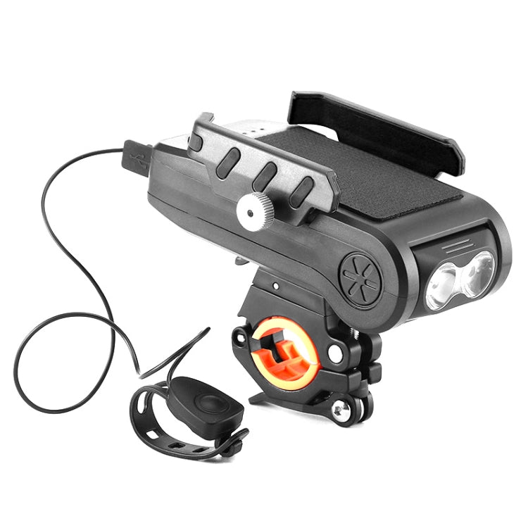 BG-2021 Bicycle Front Light 4 In 1 Mobile Phone Holder Horn Light Mountain Bike Front Light Reluova