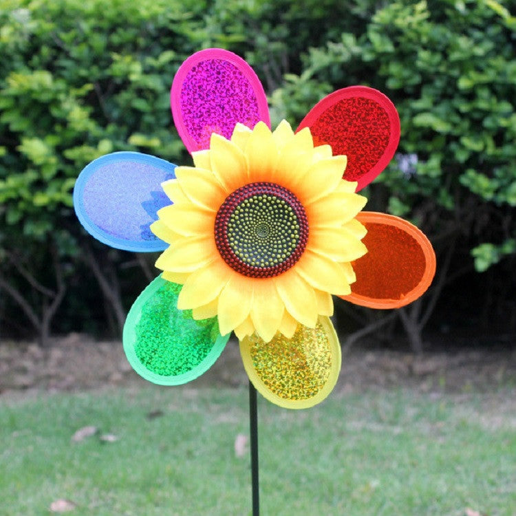 3 PCS Colorful Sequins Sunflower Rotating Windmill Garden Decoration My Store