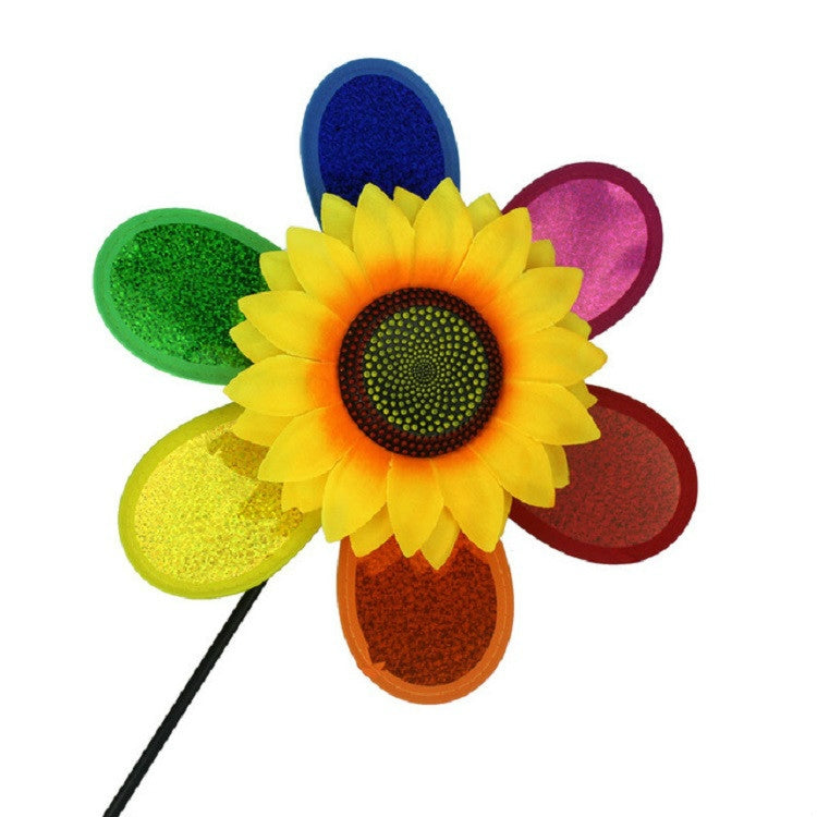 3 PCS Colorful Sequins Sunflower Rotating Windmill Garden Decoration My Store