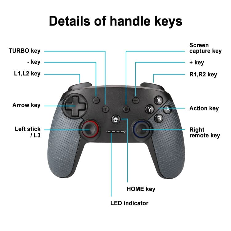 Bluetooth Wireless Gamepad  Built-In Dual Motors With TURBO Function Suitable For Switch Pro Reluova