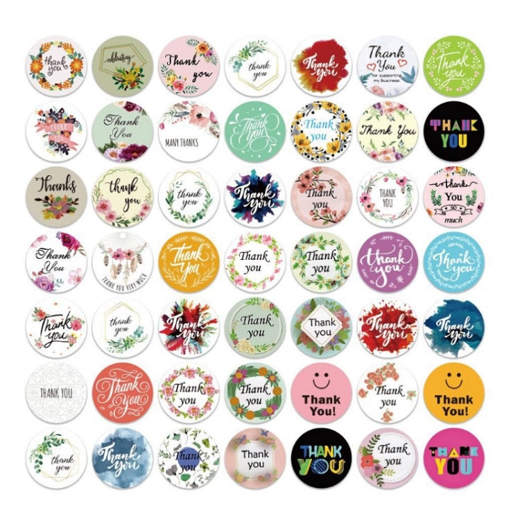 5 PCS Circular Pattern Thanks Floral Sticker Halloween Gift Decoration Sticker