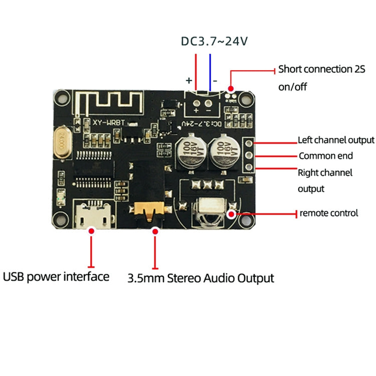 2 PCS XY-WRBT Bluetooth 5.0 Decoder Board Stereo Audio Module Wide Voltage Speaker Amplifier