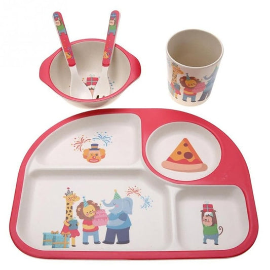 5 PCS/set Eco-friendly Bamboo Fiber Baby Plate Dishes 4 Slots Children Tableware Dishes Dinnerware My Store