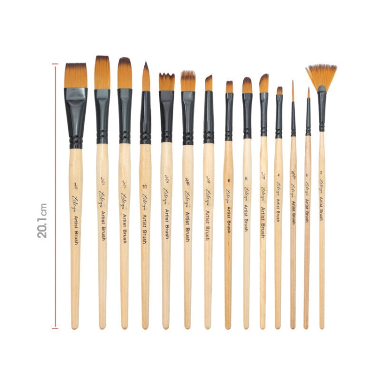 XILEYW 14 PCS/Set Yellow Nylon Wool Watercolor Gouache Acrylic Paint Brushes