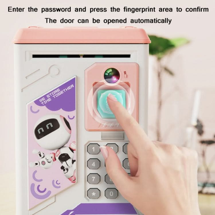 Children Cartoon Simulation Fingerprint Unlock Password Piggy Bank Reluova