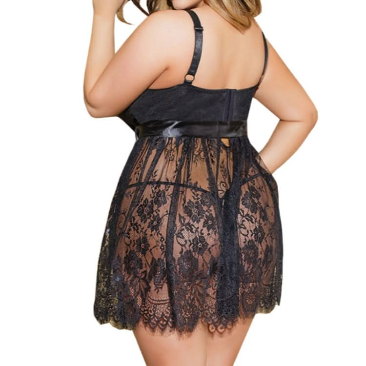 Fat MM Sexy Perspective Lace Sling Sexy Pajamas