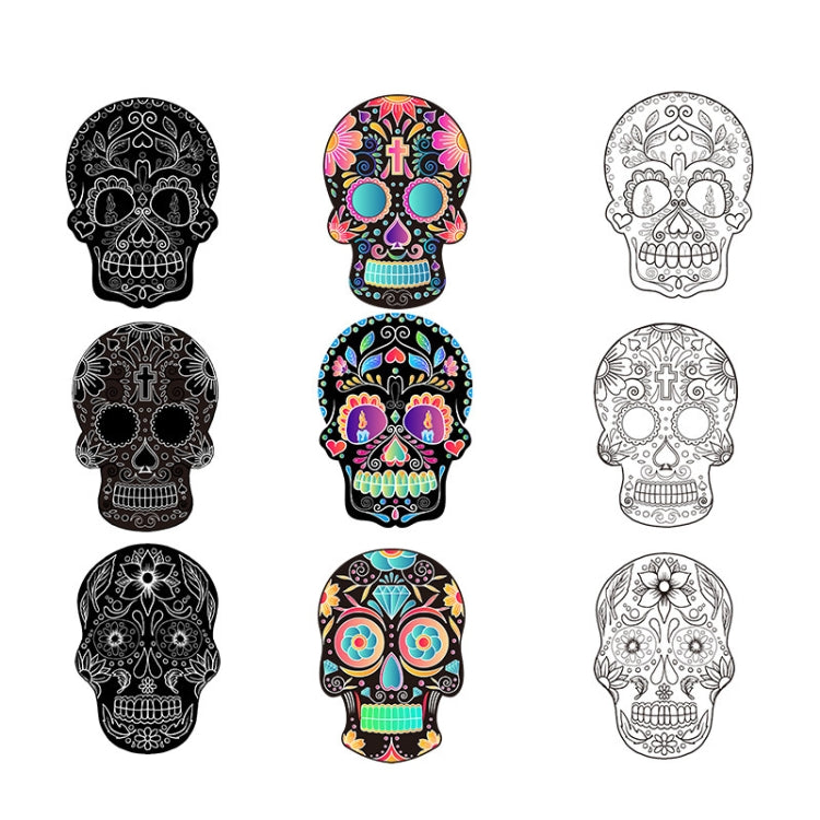 1 Sets Children Colorful Skull Head Halloween Scratch Painting DIY Ornaments Flower Skull Sticker