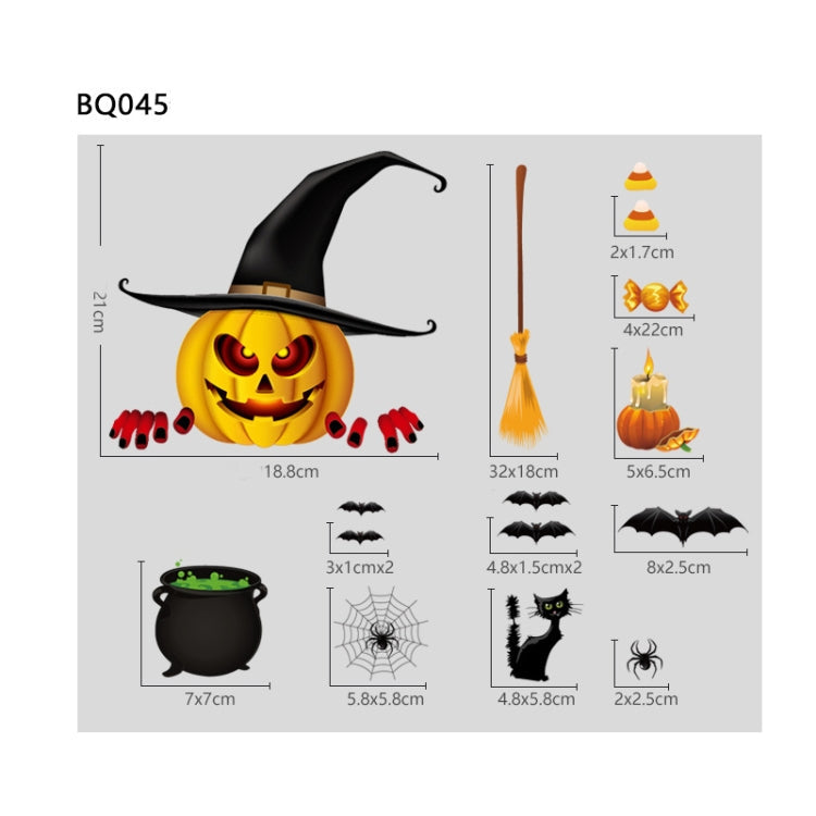 Halloween Decoration Stickers Pumpkin Lamp Spider Ghost Electrostatic Stickers,Style: