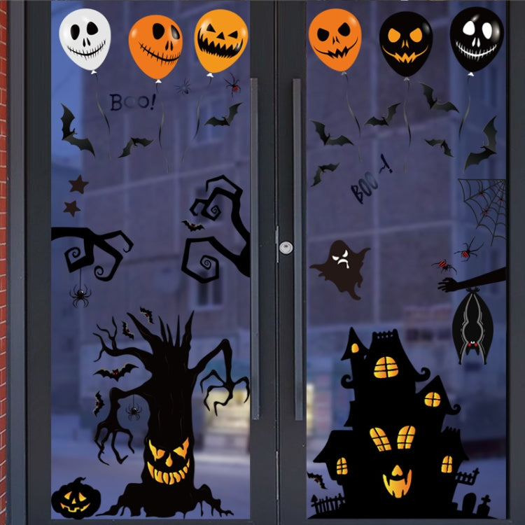 Halloween Decoration Stickers Pumpkin Lamp Spider Ghost Electrostatic Stickers,Style: