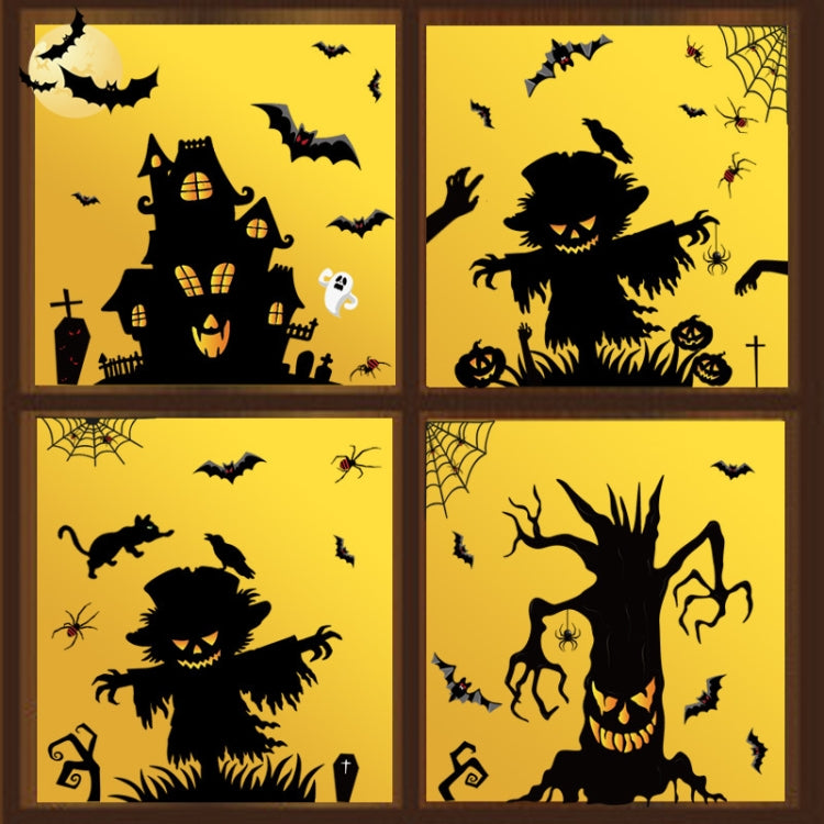 Halloween Decoration Stickers Pumpkin Lamp Spider Ghost Electrostatic Stickers,Style: