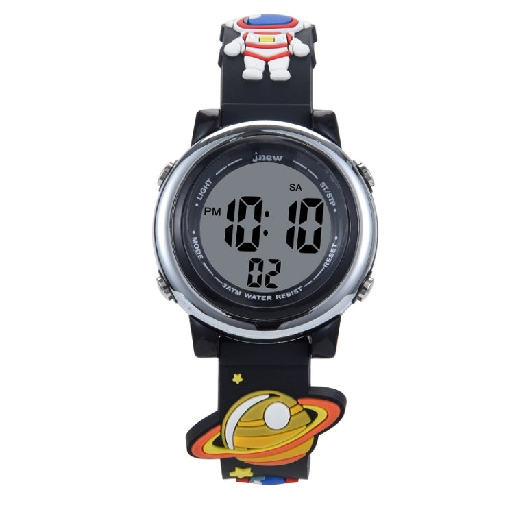 JNEW A380-86161 Children Cartoon 3D Space Planet Multifunctional Waterproof Sports LED Electronic Watch Reluova