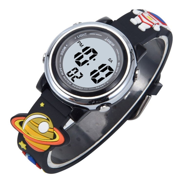 JNEW A380-86161 Children Cartoon 3D Space Planet Multifunctional Waterproof Sports LED Electronic Watch Reluova