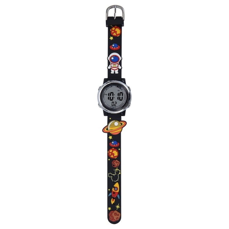 JNEW A380-86161 Children Cartoon 3D Space Planet Multifunctional Waterproof Sports LED Electronic Watch Reluova