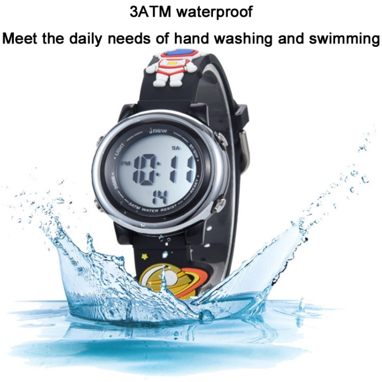 JNEW A380-86161 Children Cartoon 3D Space Planet Multifunctional Waterproof Sports LED Electronic Watch Reluova