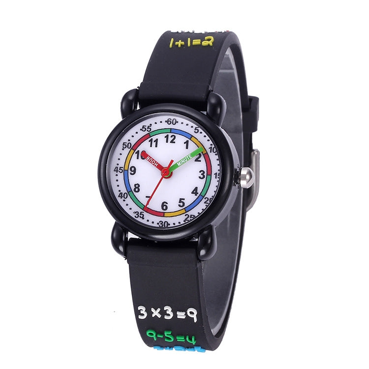 JNEW A335-20093 Children 3D Mathematical Calculations Waterproof Cartoon Watch