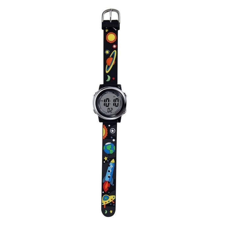 JNEW A380-86294 Children Waterproof Time Cognitive Cartoon Universe Colorful Backlight LED Electronic Watch Reluova