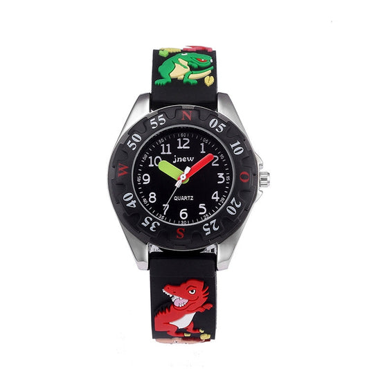 JNEW 6811-86172 Children Cartoon 3D Dinosaur Silicone Strap Waterproof Quartz Watch Reluova