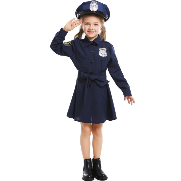 5062 Halloween Children Costume Girls Slim One-Piece Long Sleeve Police Skirt Uniform, Size: My Store