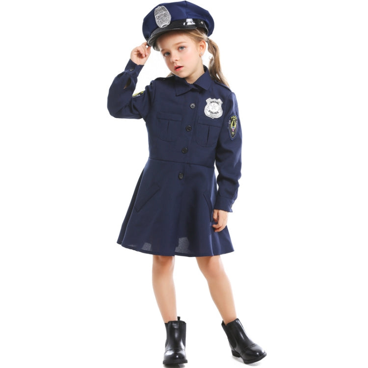 5062 Halloween Children Costume Girls Slim One-Piece Long Sleeve Police Skirt Uniform, Size: