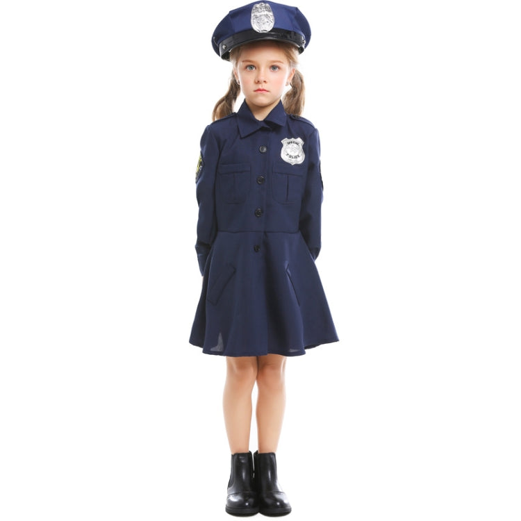 5062 Halloween Children Costume Girls Slim One-Piece Long Sleeve Police Skirt Uniform, Size: My Store