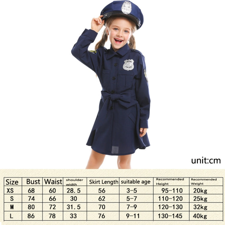 5062 Halloween Children Costume Girls Slim One-Piece Long Sleeve Police Skirt Uniform, Size: My Store