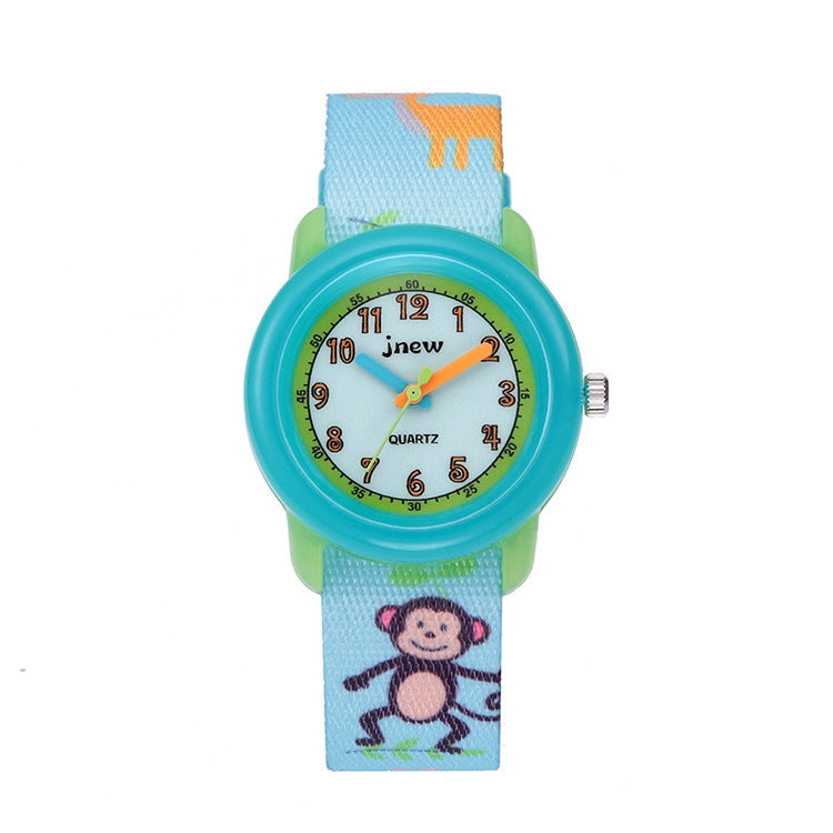 JNEW A369-86313 Children Cartoon Time Cognition Waterproof Ribbon Quartz Watch Reluova