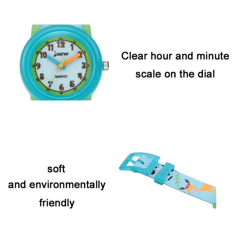 JNEW A369-86313 Children Cartoon Time Cognition Waterproof Ribbon Quartz Watch