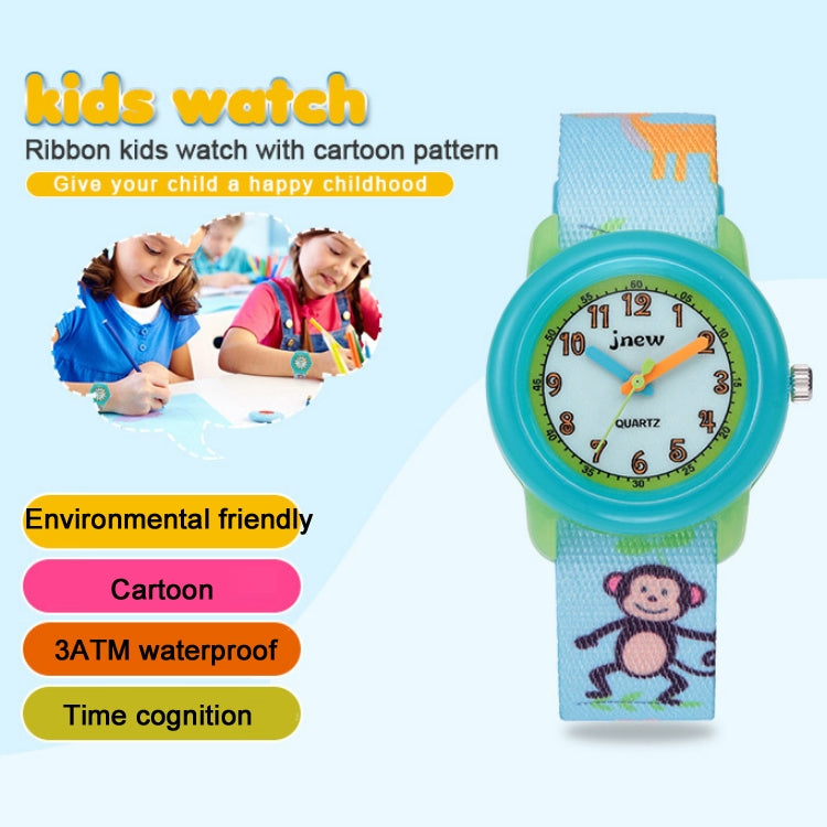 JNEW A369-86313 Children Cartoon Time Cognition Waterproof Ribbon Quartz Watch Reluova