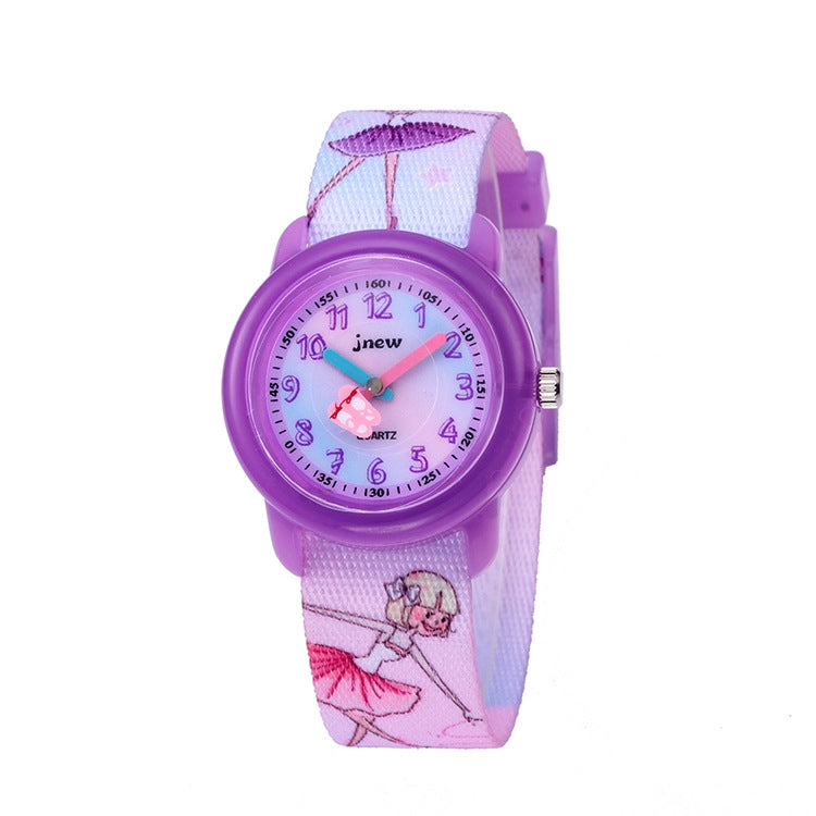 JNEW A369-86365 Children Cartoon Waterproof Time Cognitive Quartz Watch Reluova