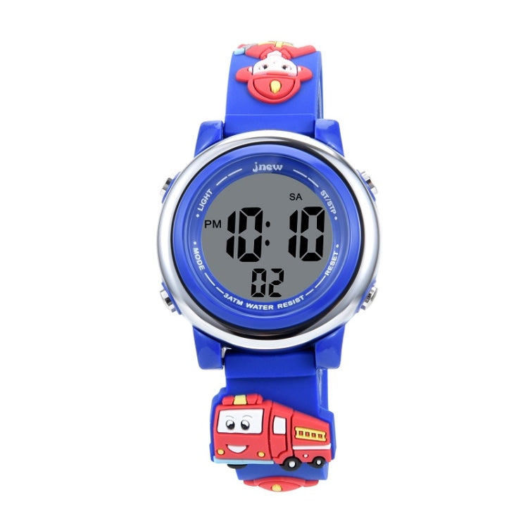 JNEW A380-81447 Children Cartoon Firefighter Waterproof Multifunction Sports LED Electronic Watch