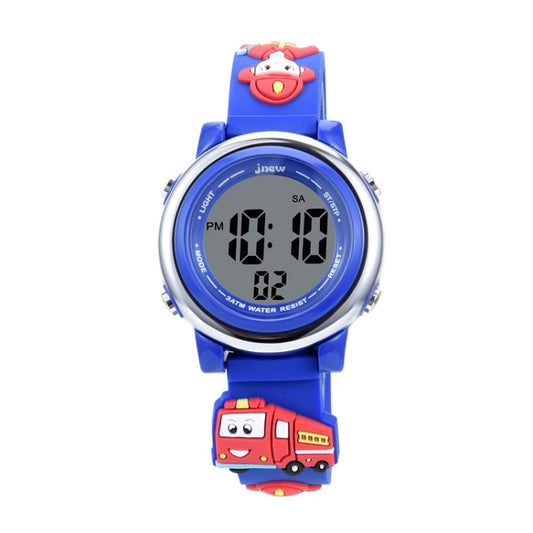 JNEW A380-81447 Children Cartoon Firefighter Waterproof Multifunction Sports LED Electronic Watch Reluova