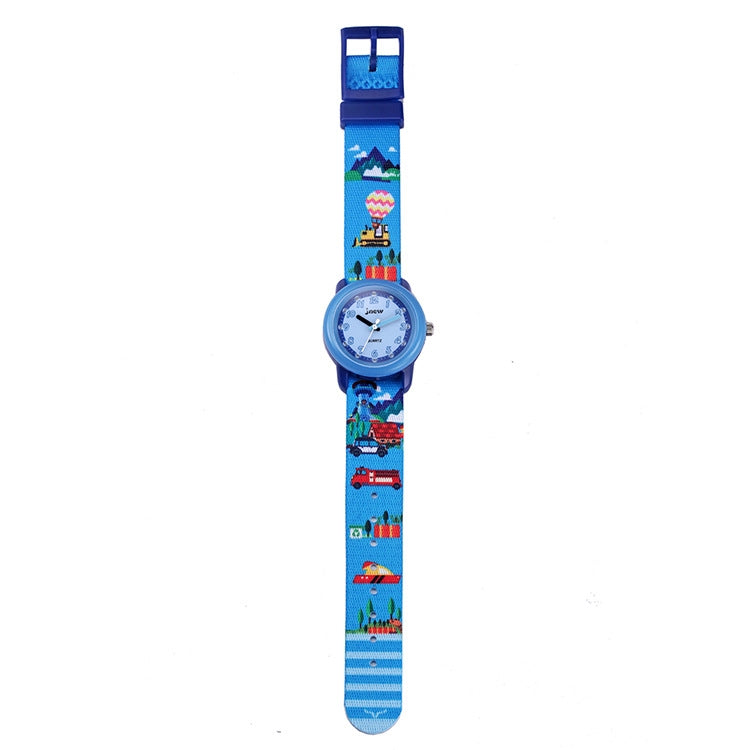 JNEW A369-86370 Children Cartoon Waterproof Time Cognitive Ribbon Quartz Watch Reluova