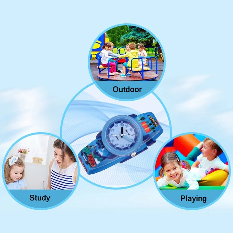 JNEW A369-86370 Children Cartoon Waterproof Time Cognitive Ribbon Quartz Watch