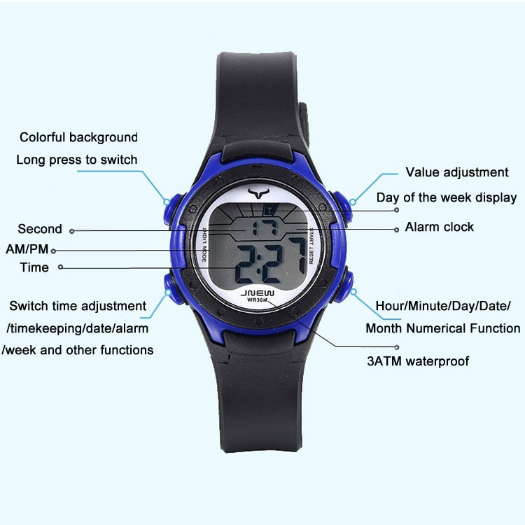 JNEW Children Multi-Function Colorful Backlight Waterproof Sports Electronic Watch Reluova