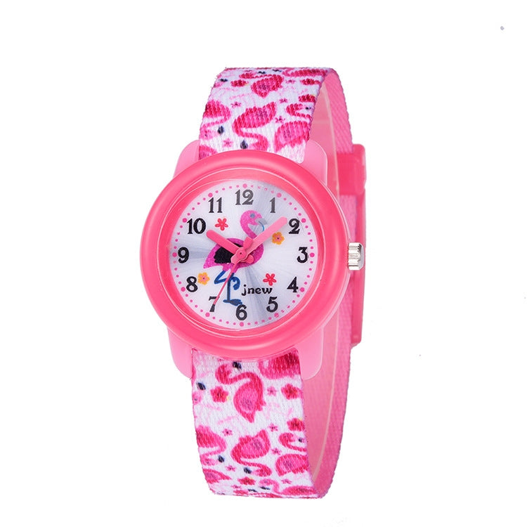 JNEW A369-86321 Children Waterproof Time Cognitive Cartoon Ribbon Quartz Watch