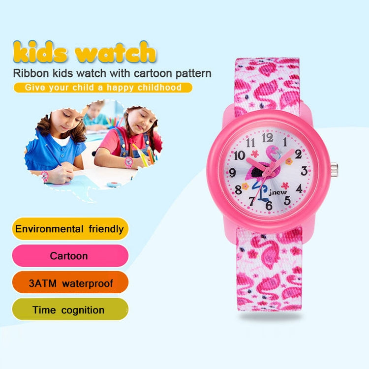 JNEW A369-86321 Children Waterproof Time Cognitive Cartoon Ribbon Quartz Watch Reluova