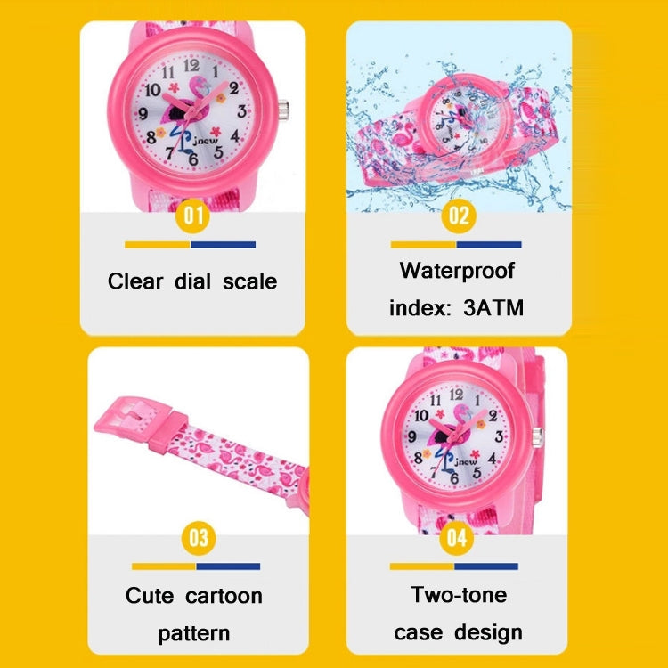 JNEW A369-86321 Children Waterproof Time Cognitive Cartoon Ribbon Quartz Watch Reluova