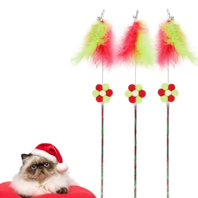 3 PCS Steel Wire Feather Long Pole Funny Cat Stick - Reluova