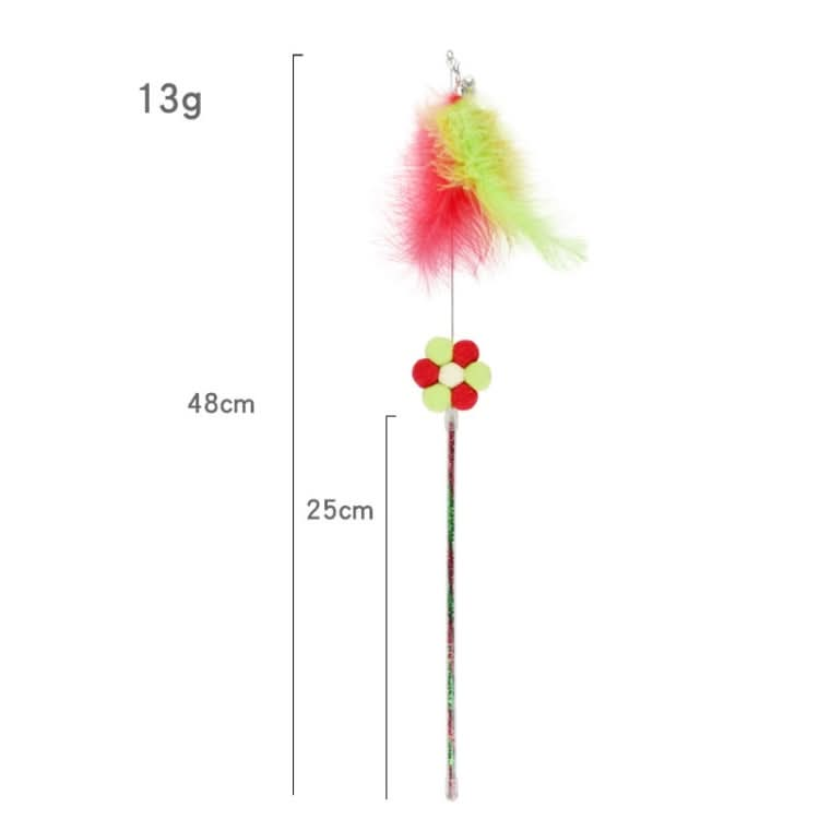 3 PCS Steel Wire Feather Long Pole Funny Cat Stick-Reluova