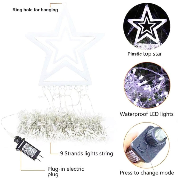 10LM 350 LED Star Waterfall Light Christmas Tree String Lights Outdoor Meteor Light, Plug Spec: